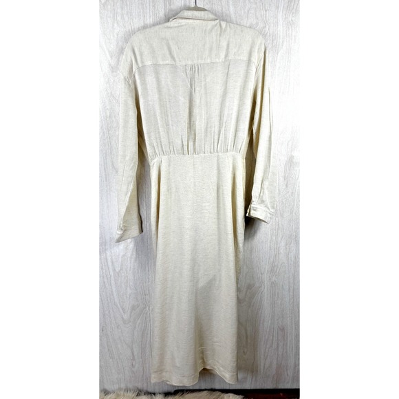 Anthropologie Graziella‎ Twist Waist Linen Midi Dress Chic Summer Womens 10 - Picture 3 of 8